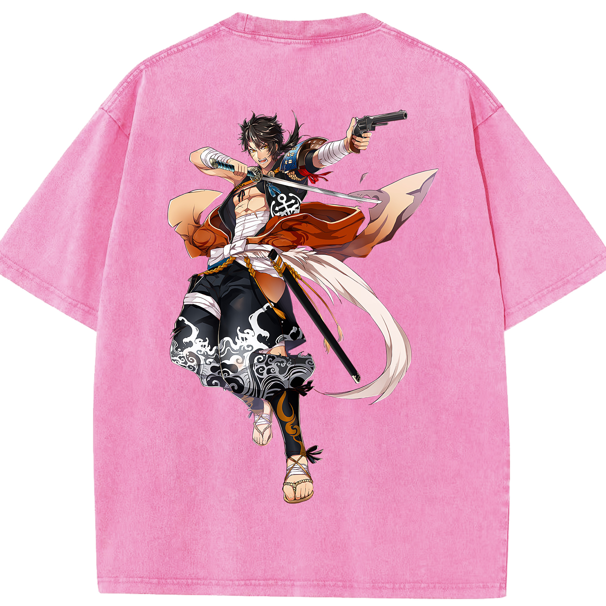 （画像用） 刀剣乱舞 Touken Ranbu 綿100% ヴィンテージ風 半袖Tシャツ（背面プリント）